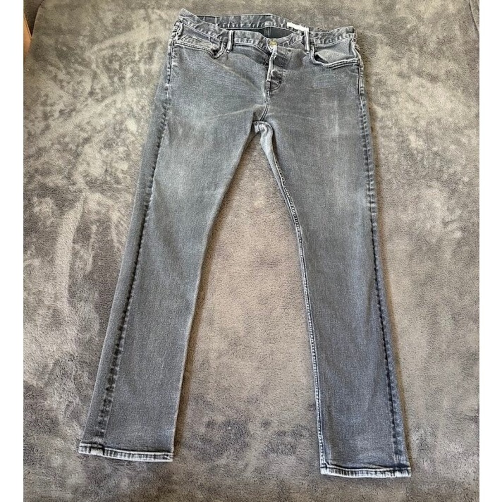 AllSaints Cigarette Slim Tapered Jeans Washed Black Gray 36X31 ME019P